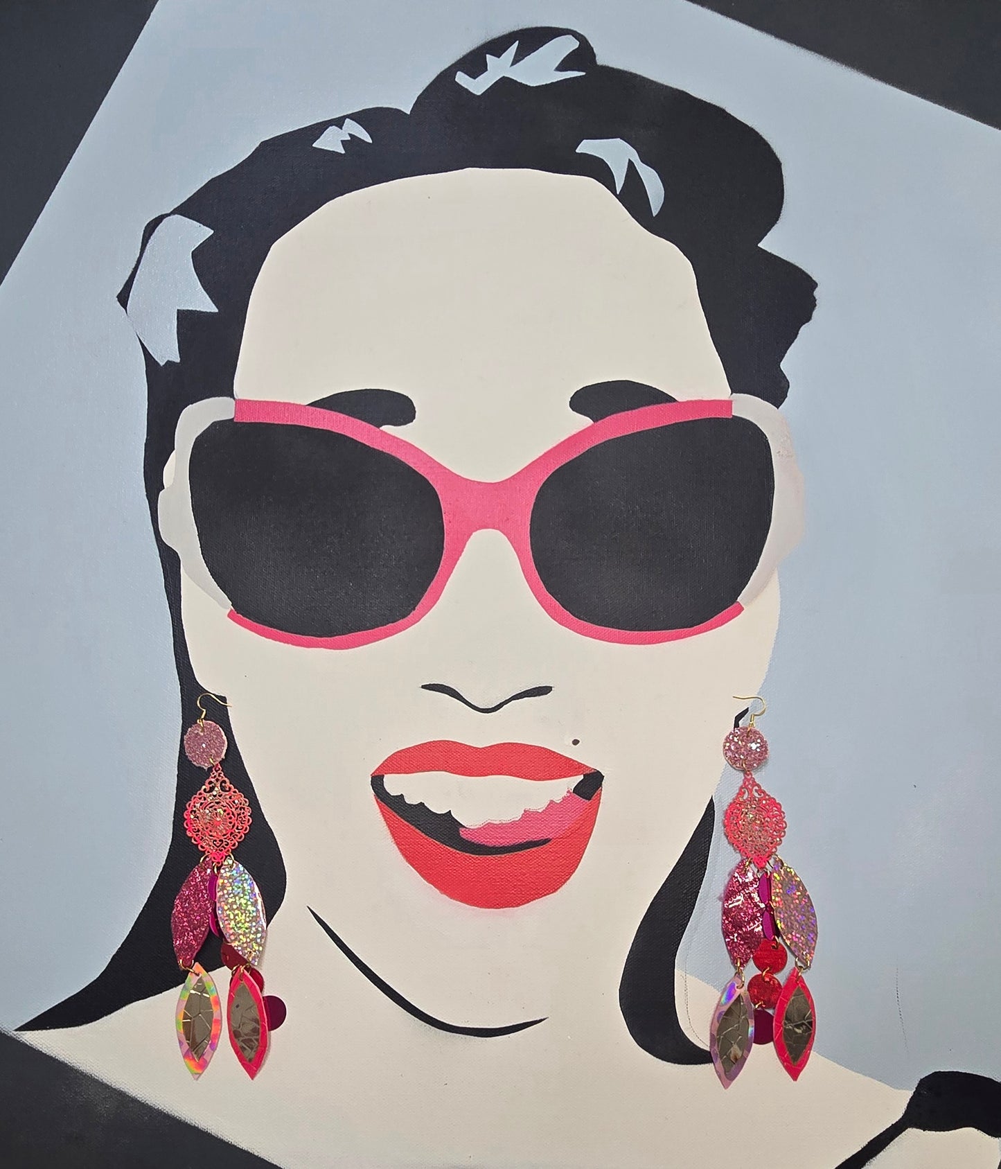 Karla - Hot Pink Iridescent Dangle Earrings