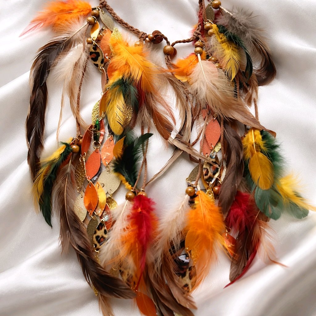 Charlene - Orange Feather Hair Jewelry Headpiece - Shop Moxxc