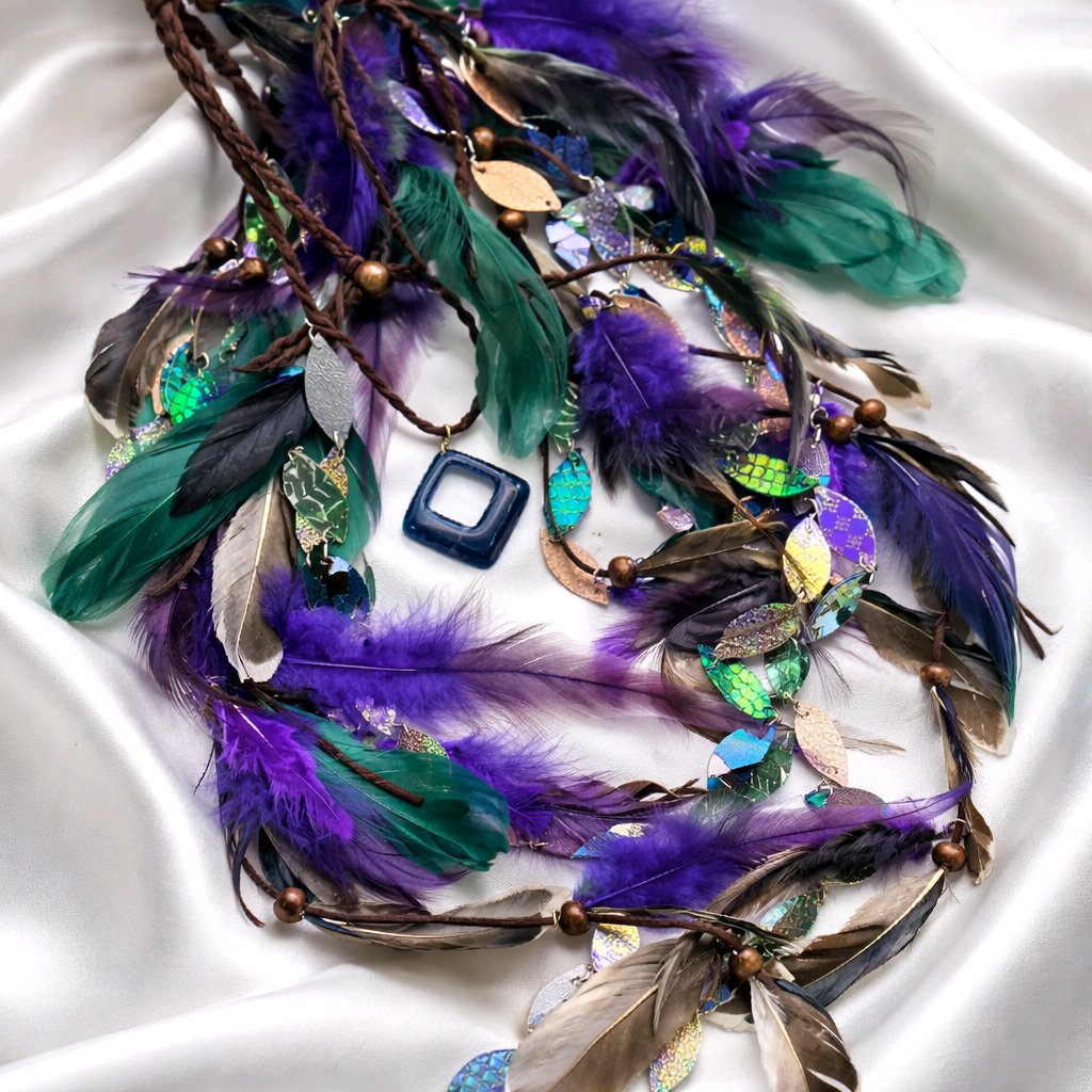 Courtney - Purple Long Feather Hair Jewelry Headpiece - Shop Moxxc