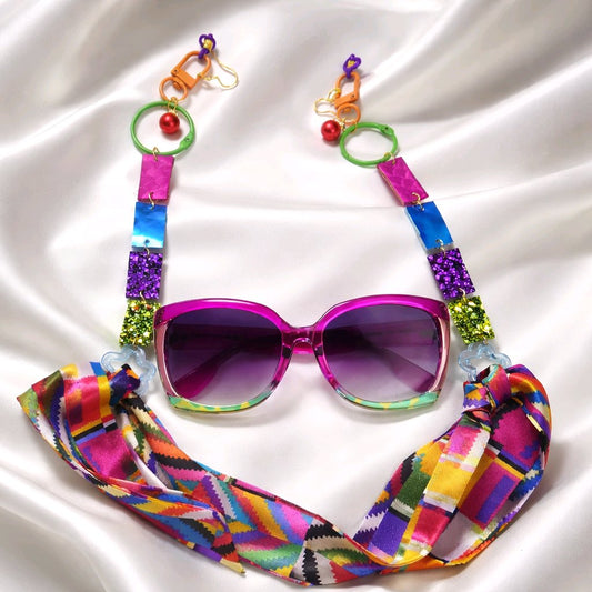 Sandy - Multicolored Glittery Scarf Eyewear Chain - Shop Moxxc