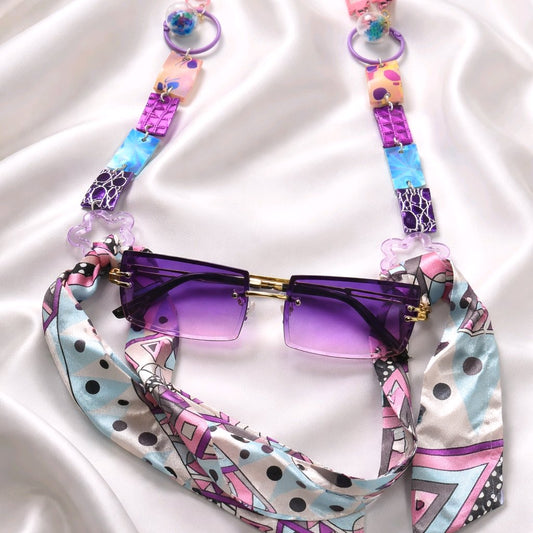 Sheila - Pastel Multicolored Scarf Eyewear Chain - Shop Moxxc