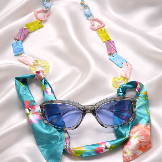 Maria - Pastel Multicolored Scarf Eyewear Chain - Shop Moxxc
