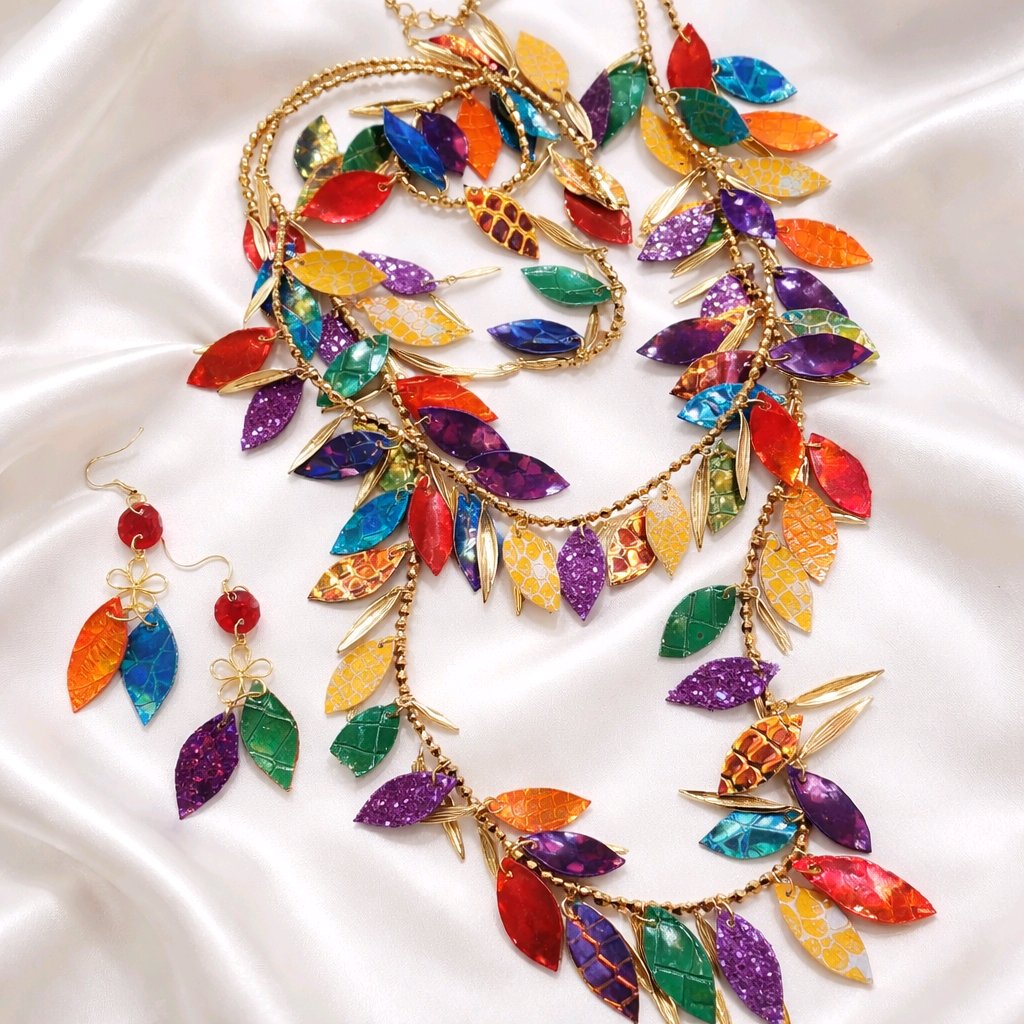 Polina - Rainbow Colored Layered Statement Necklace - Shop Moxxc