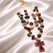 Traci - Animal Print Layered Cross Necklace - Shop Moxxc