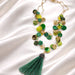 Cindy - Green Layered Statement Necklace - Shop Moxxc