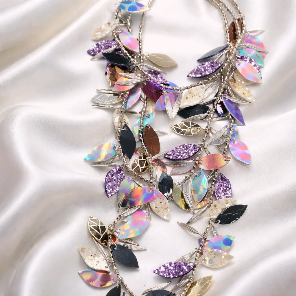 Christine - Multicolored Long Layered Statement Necklace - Shop Moxxc