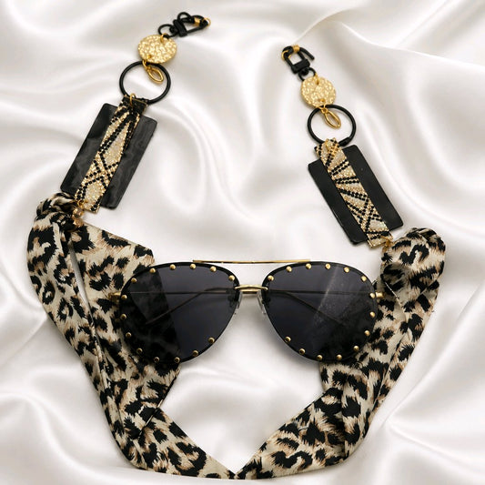 Mallory - Animal Print Scarf Eyewear Chain