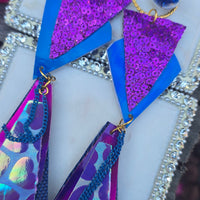 Randalyn - Blue Purple Glittery Geometric Earrings - Shop Moxxc