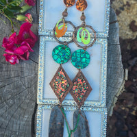 April - Brown Green Long Dangle Earrings - Shop Moxxc