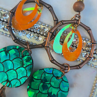 April - Brown Green Long Dangle Earrings - Shop Moxxc