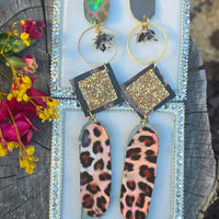 Monique - Animal Print Long Dangle Earrings - Shop Moxxc