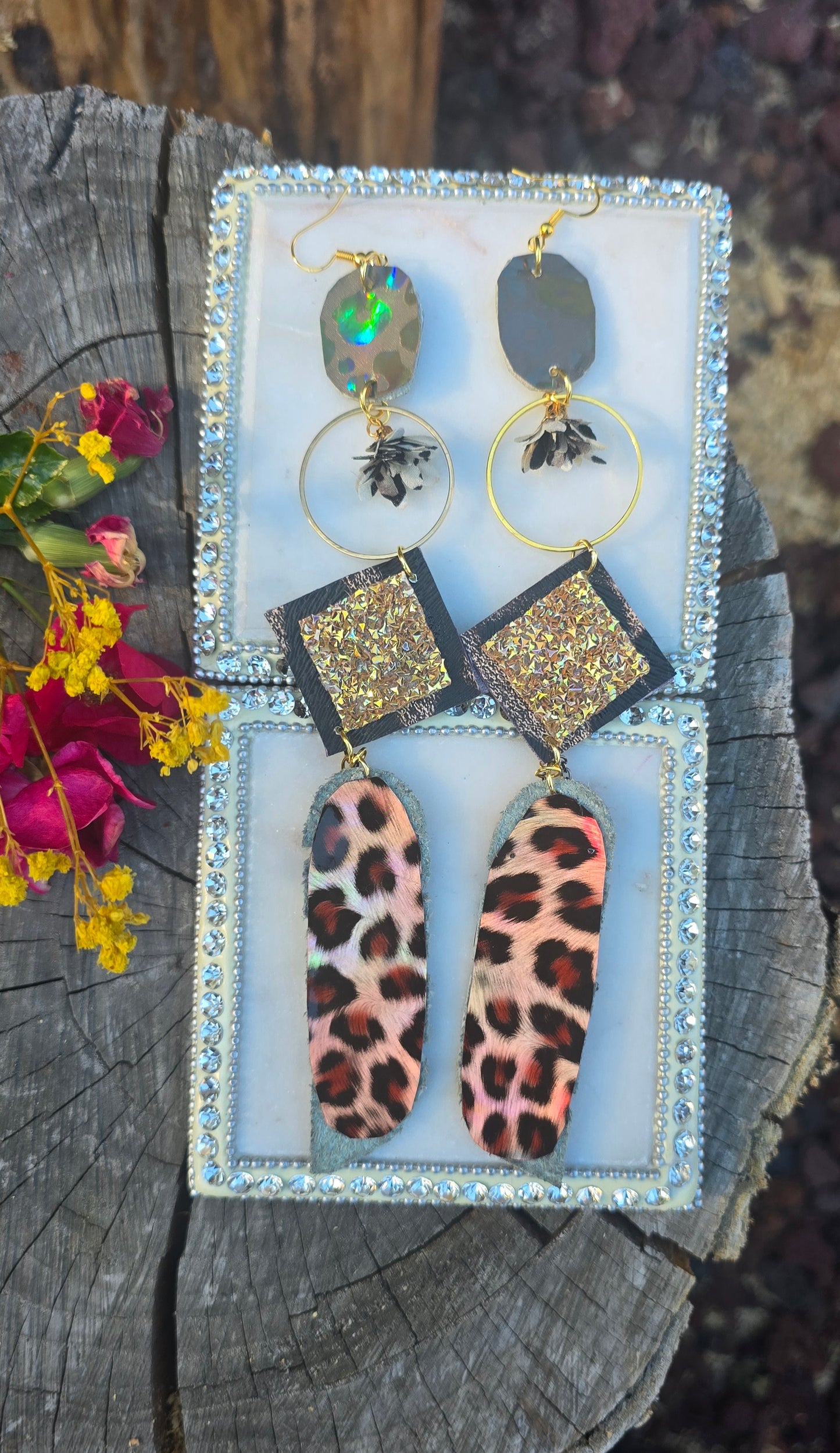 Monique - Animal Print Long Dangle Earrings - Shop Moxxc