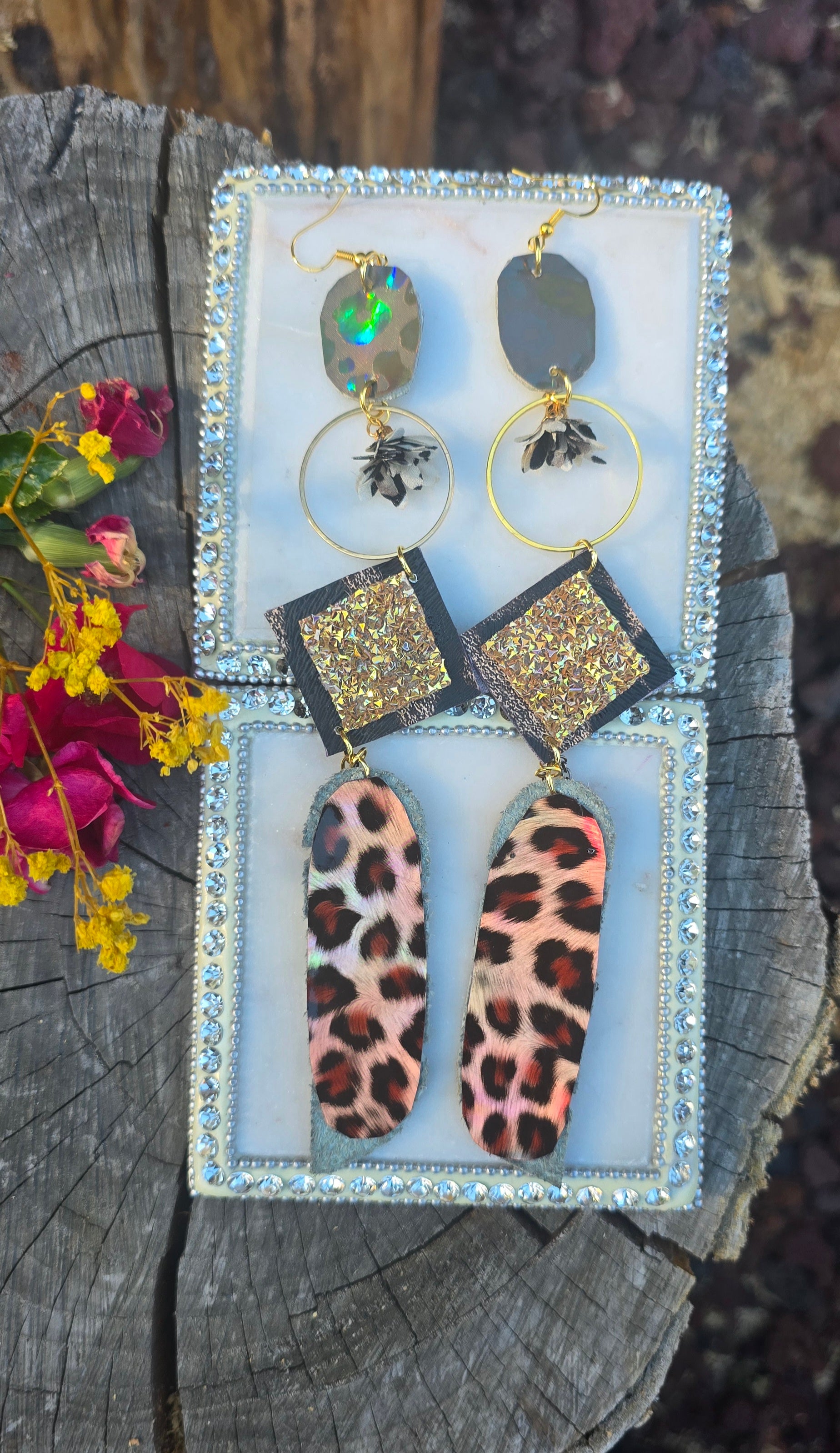 Monique - Animal Print Long Dangle Earrings - Shop Moxxc