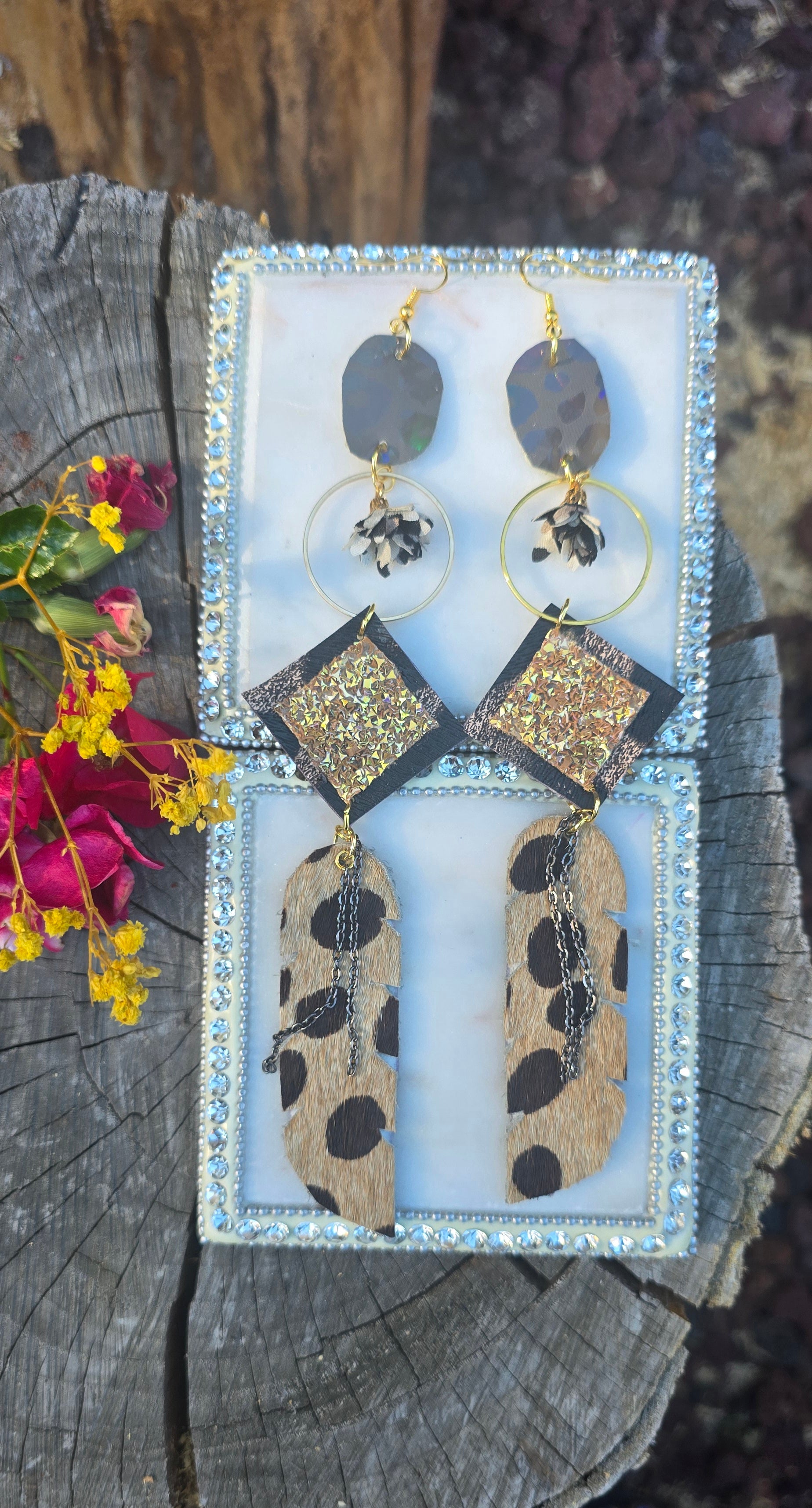 Monique - Animal Print Long Dangle Earrings - Shop Moxxc