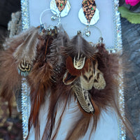 Michelle - Brown Boho Feather Earrings - Shop Moxxc