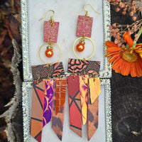 Leila - Orange Fringe Dangle Earrings - Shop Moxxc
