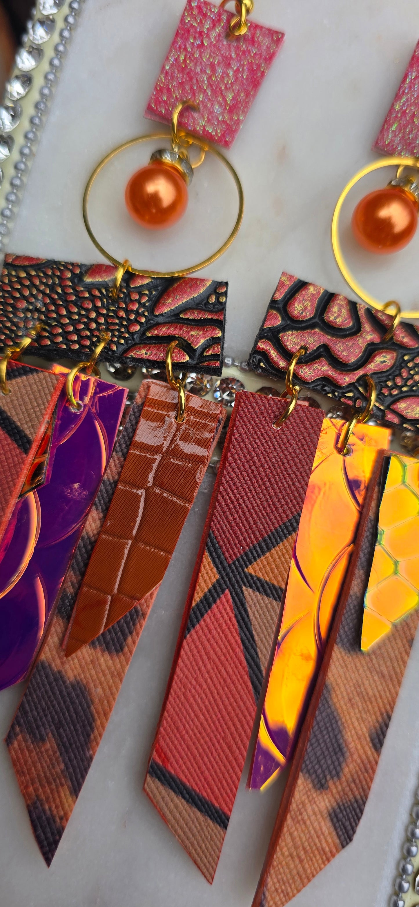 Leila - Orange Fringe Dangle Earrings - Shop Moxxc