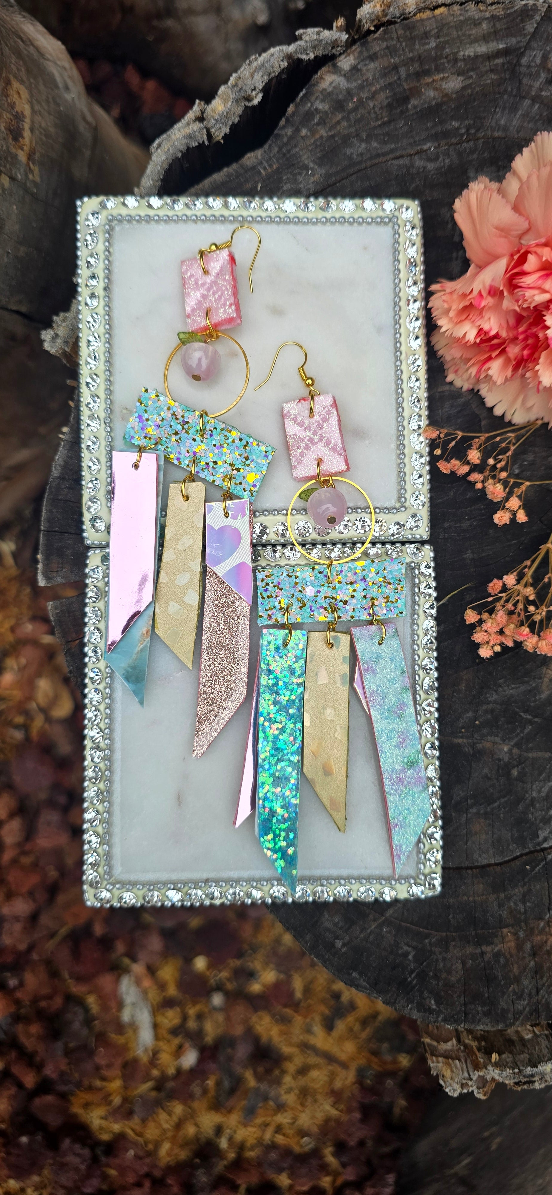 Cheryl - Pastel Iridescent Fringe Earrings - Shop Moxxc