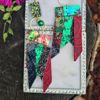 Daniela - Red Green Fringe Earrings - Shop Moxxc