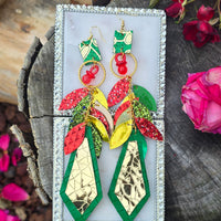 Gigi - Red Green Teardrop Earrings - Shop Moxxc