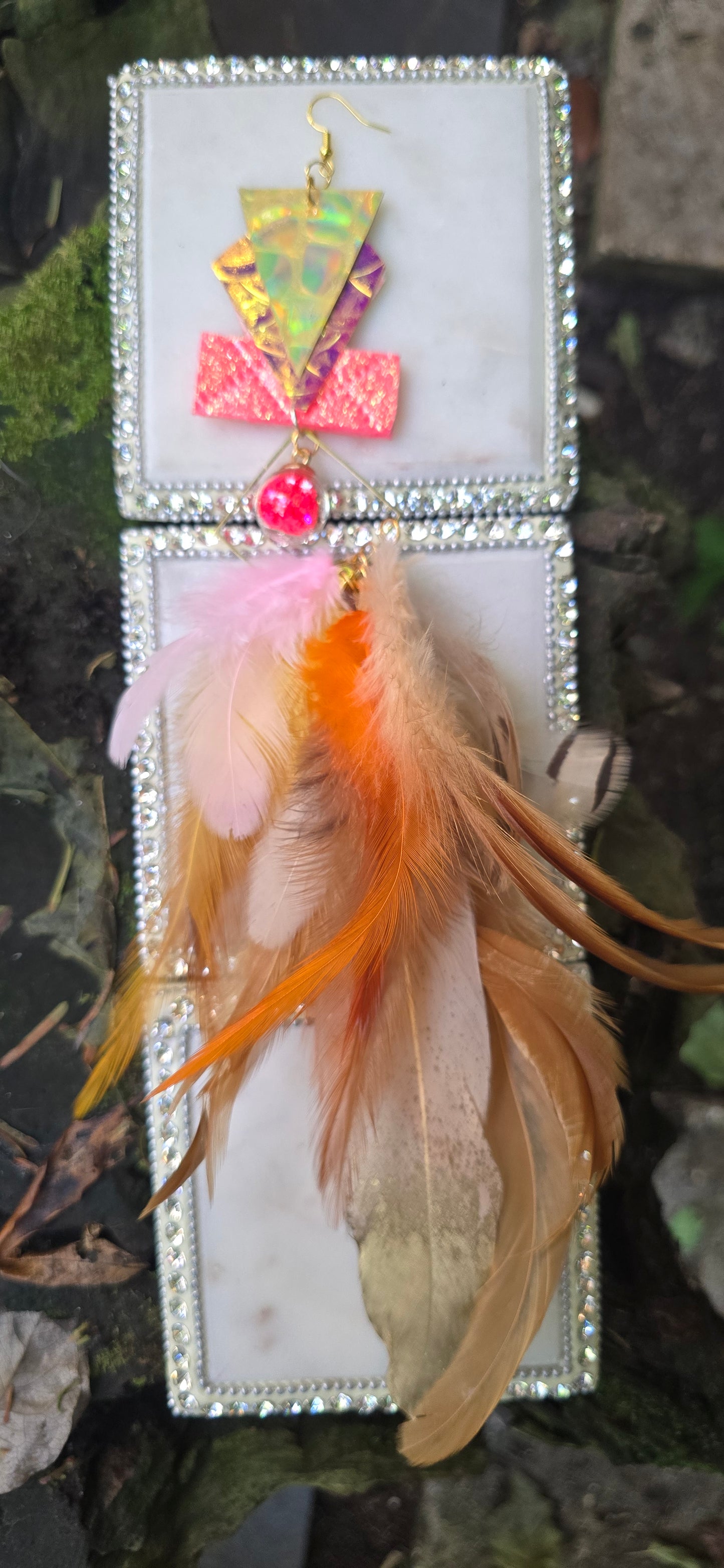 Janel - Pretty in Pink Long Feather Earrings - Shop Moxxc