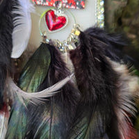 Donna - Red Black Festival Feather Earrings - Shop Moxxc