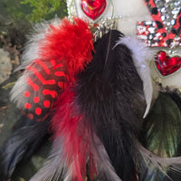 Donna - Red Black Festival Feather Earrings - Shop Moxxc