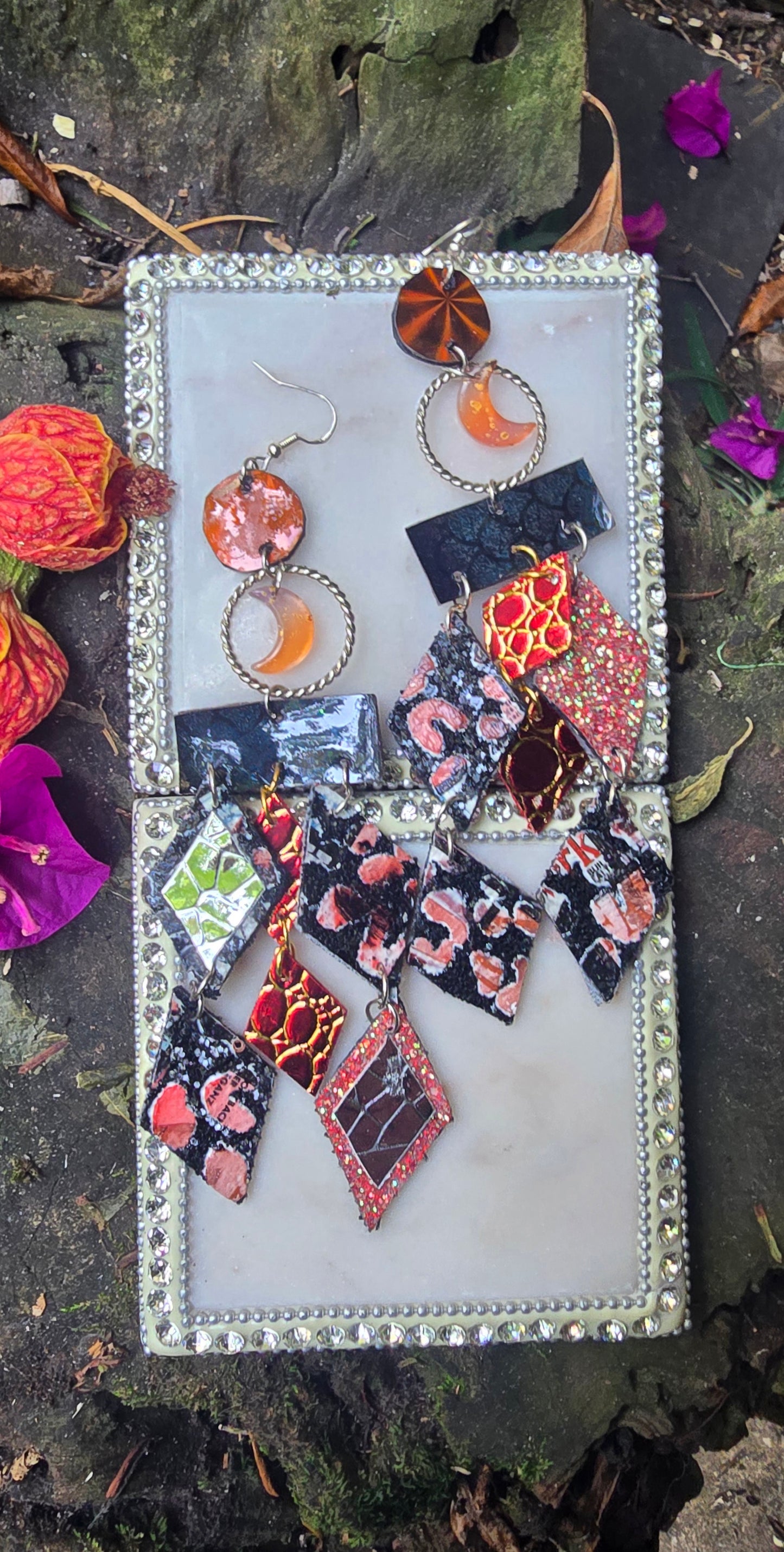 Jules - Red Diamond Chandelier Dangle Earrings - Shop Moxxc