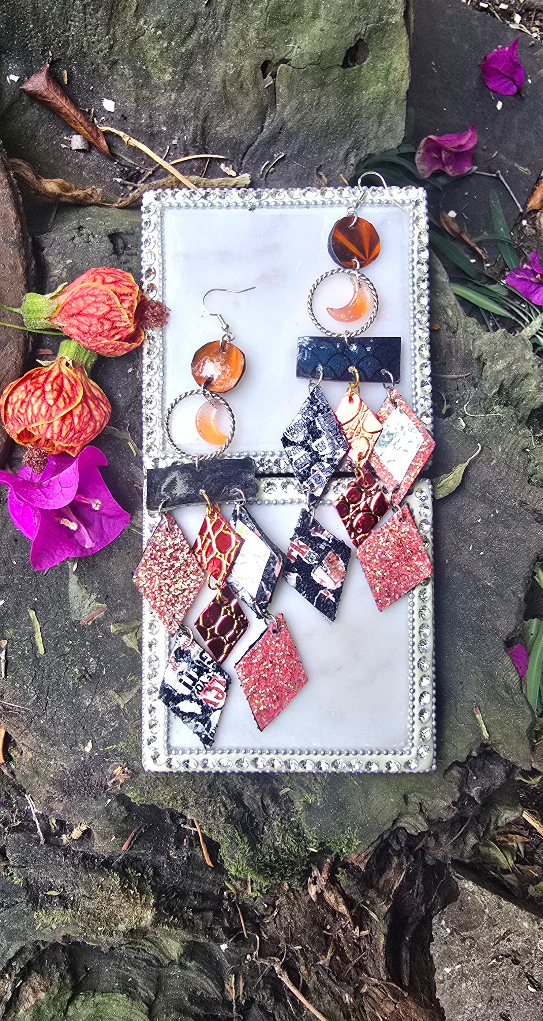 Jules - Red Diamond Chandelier Dangle Earrings - Shop Moxxc