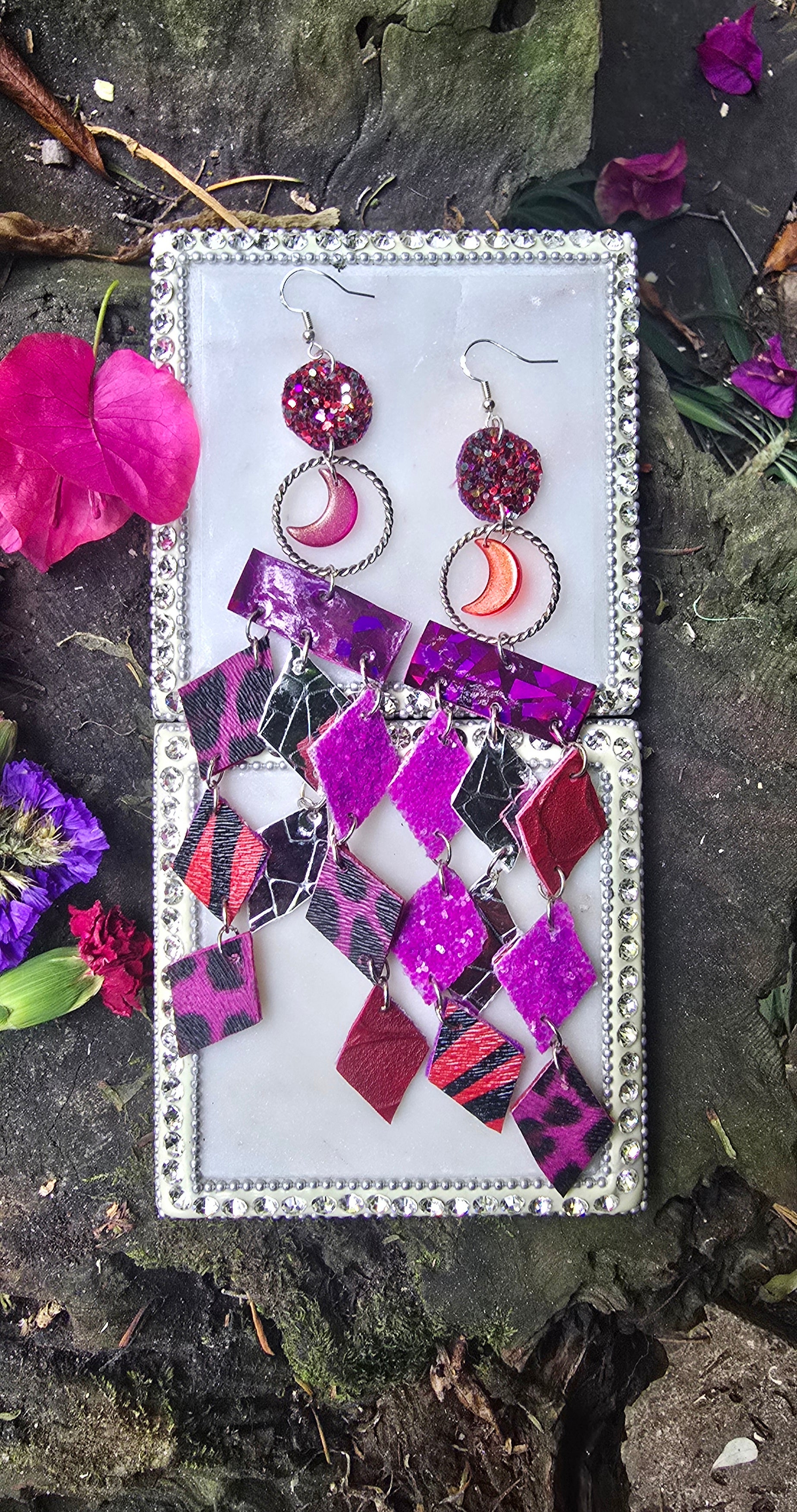 Gabi - Purple Diamond Chandelier Earrings - Shop Moxxc
