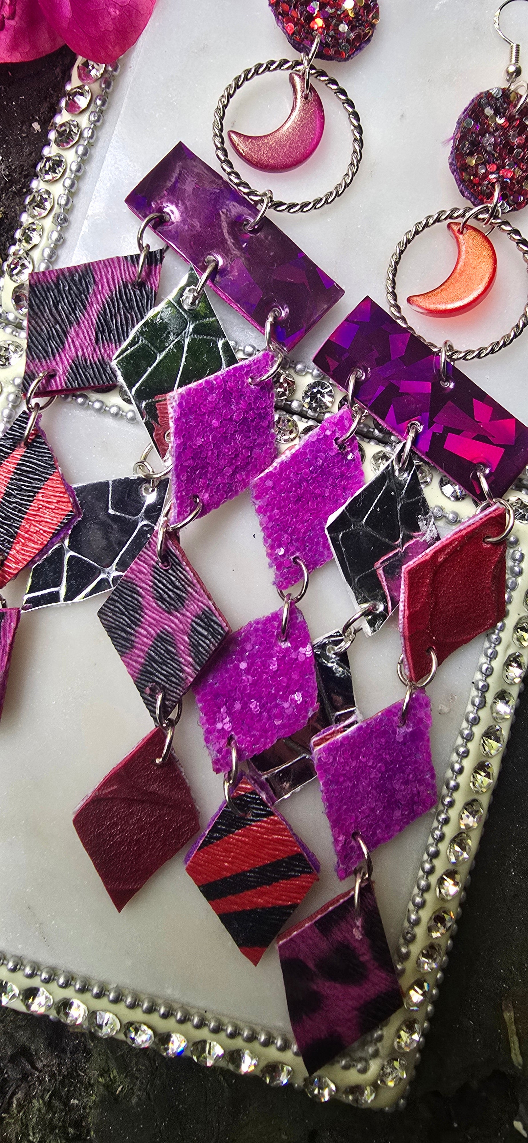 Gabi - Purple Diamond Chandelier Earrings - Shop Moxxc