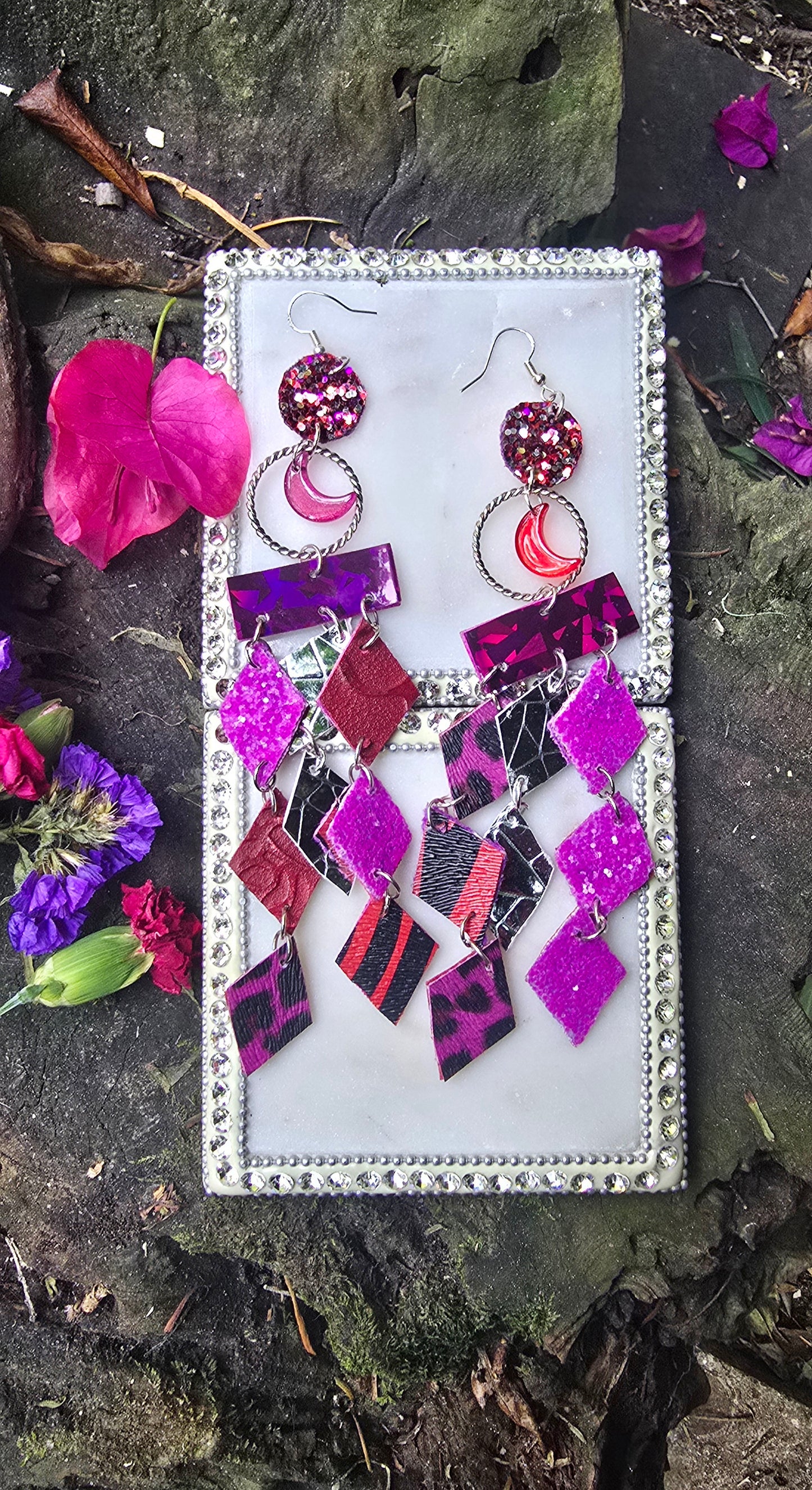 Gabi - Purple Diamond Chandelier Earrings - Shop Moxxc