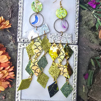 Esther - Yellow Green Diamond Chandelier Earrings - Shop Moxxc