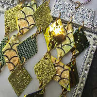 Esther - Yellow Green Diamond Chandelier Earrings - Shop Moxxc