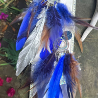 Matalena - Blue Boho Festival Feather Earrings - Shop Moxxc