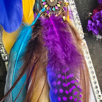 Vivian - Multicolored Boho Feather Earrings - Shop Moxxc