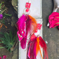 Brenda - Red Romantic Festival Feather Earrings - Shop Moxxc