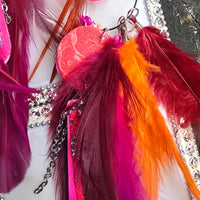 Brenda - Red Romantic Festival Feather Earrings - Shop Moxxc