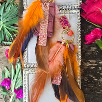 Elyse - Orange Boho Feather Earrings - Shop Moxxc