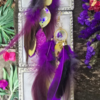 Janis - Sexy Purple Gold Butterfly Feather Earrings - Shop Moxxc