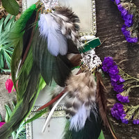 Sharon - Green Boho Feather Earrings - Shop Moxxc