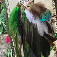 Sharon - Green Boho Feather Earrings - Shop Moxxc