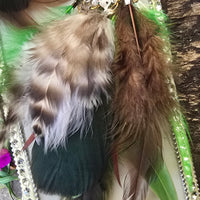 Sharon - Green Boho Feather Earrings - Shop Moxxc
