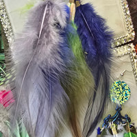 Hilary - Blue Boho Festival Feather Earrings - Shop Moxxc