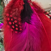 Angela - Red Bright Feather Earrings - Shop Moxxc