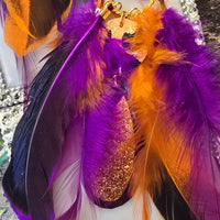 Renee - Purple Orange Animal Print Feather Earrings - Shop Moxxc