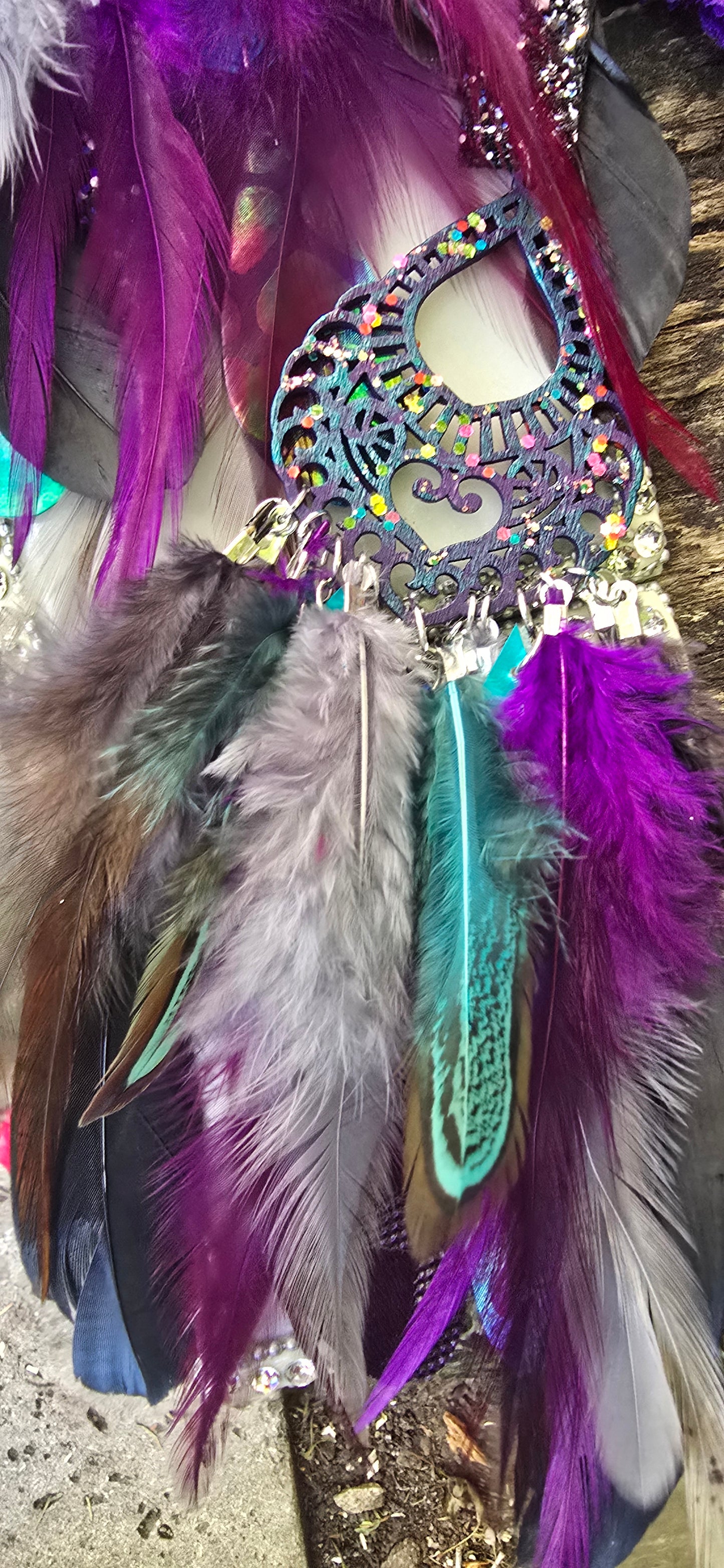 Riquel - Purple Boho Feather Earrings - Shop Moxxc