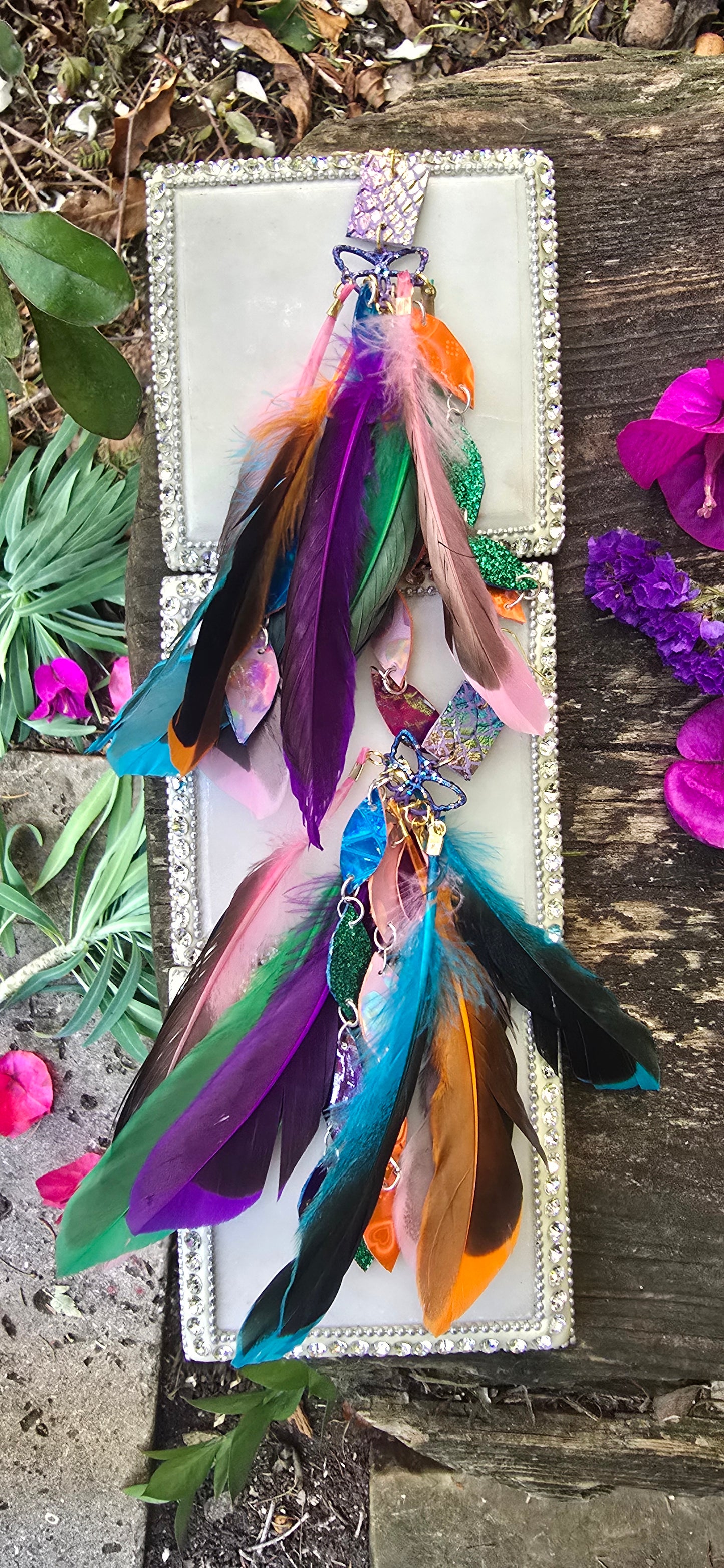 Kayla - Multicolored Butterfly Feather Earrings - Shop Moxxc