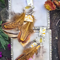 Kathleen - Yellow Boho Feather Earrings - Shop Moxxc