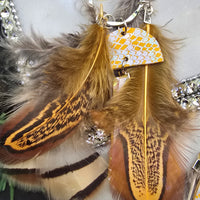 Kathleen - Yellow Boho Feather Earrings - Shop Moxxc